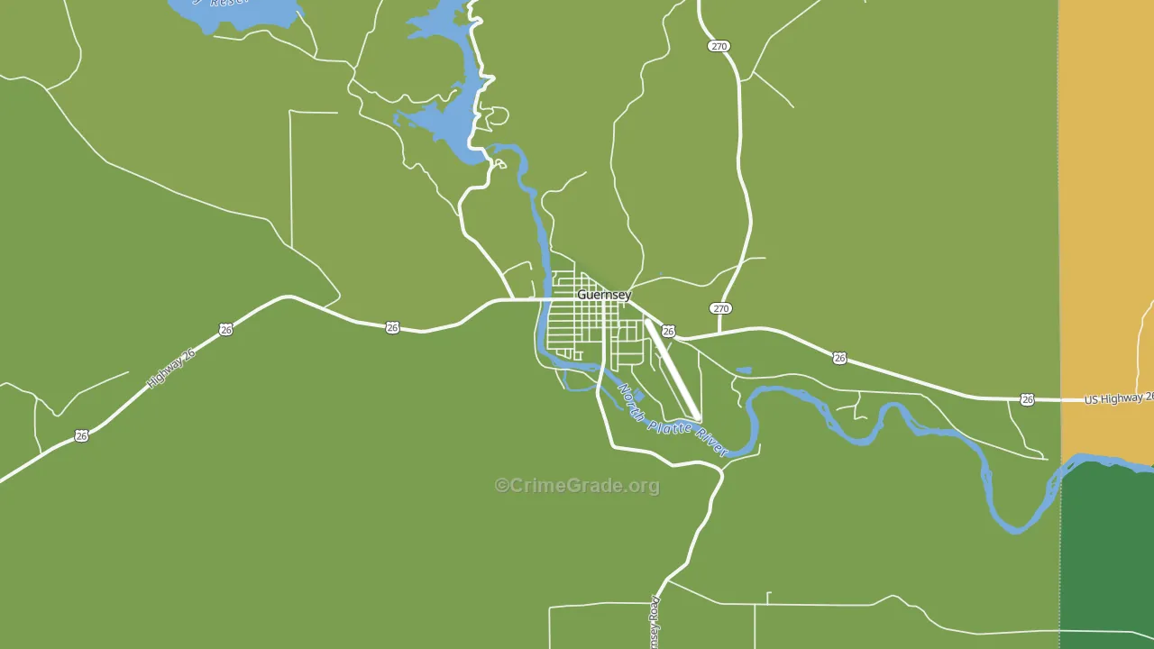 Guernsey, WY Map of Theft Rates
