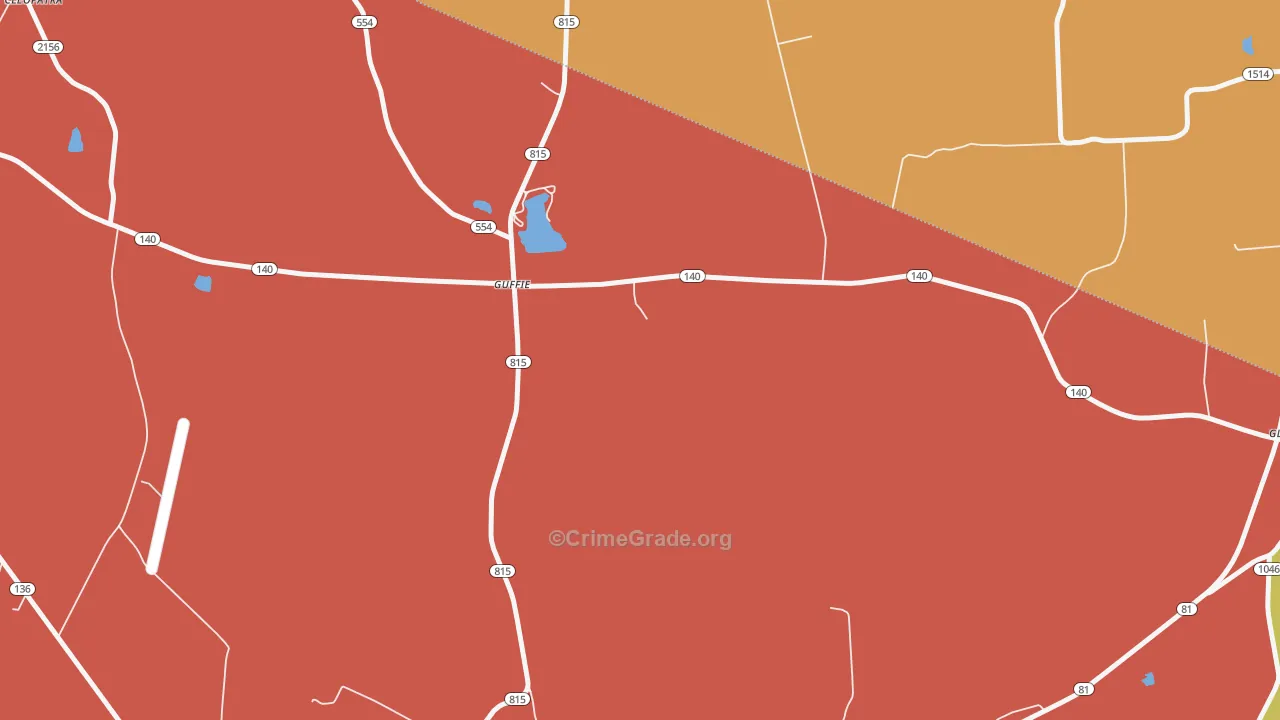 Guffie, KY Map of Theft Rates