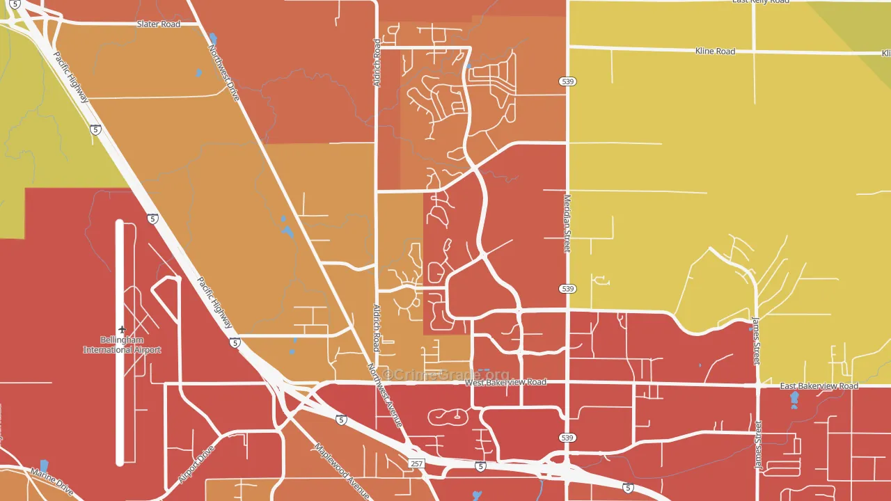 Guide Meridian, Bellingham, WA Map of Theft Rates