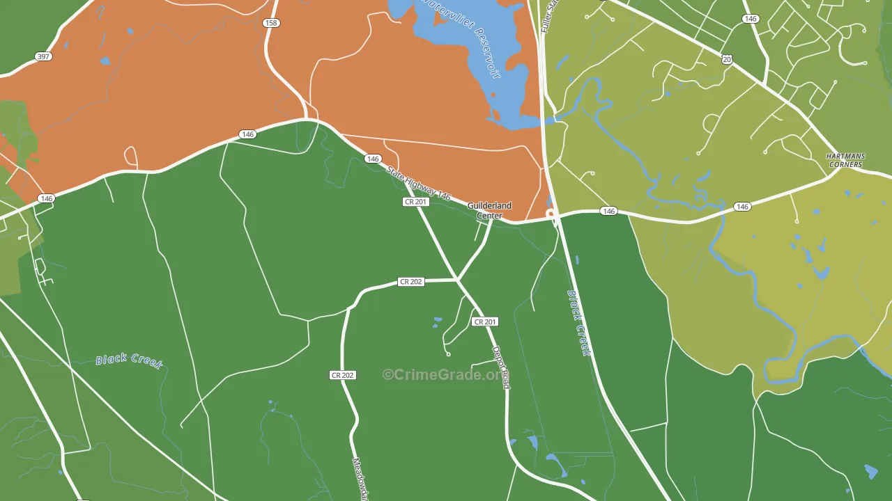 Guilderland Center, NY Map of Theft Rates