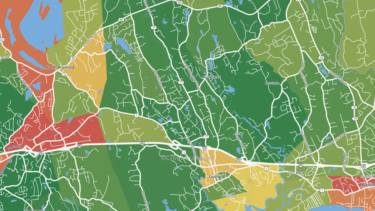 Guilford, CT Map of Theft Rates