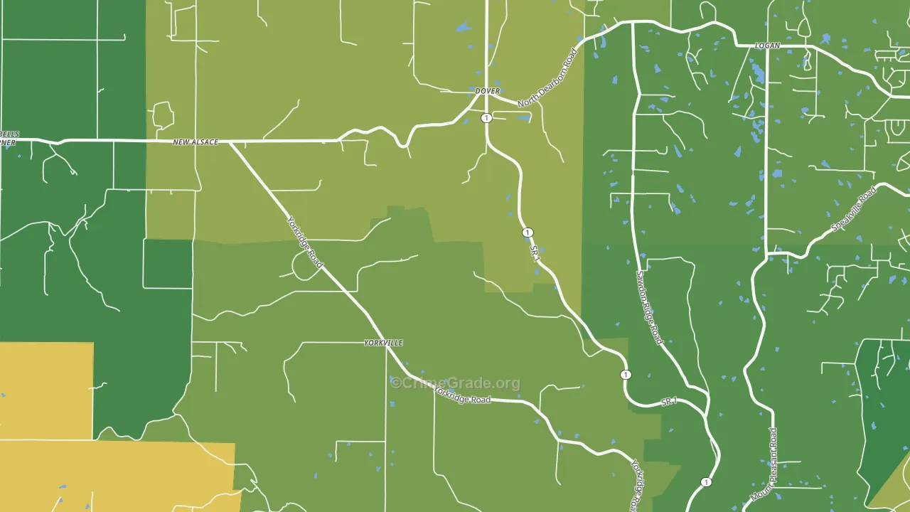 Guilford, IN Map of Theft Rates