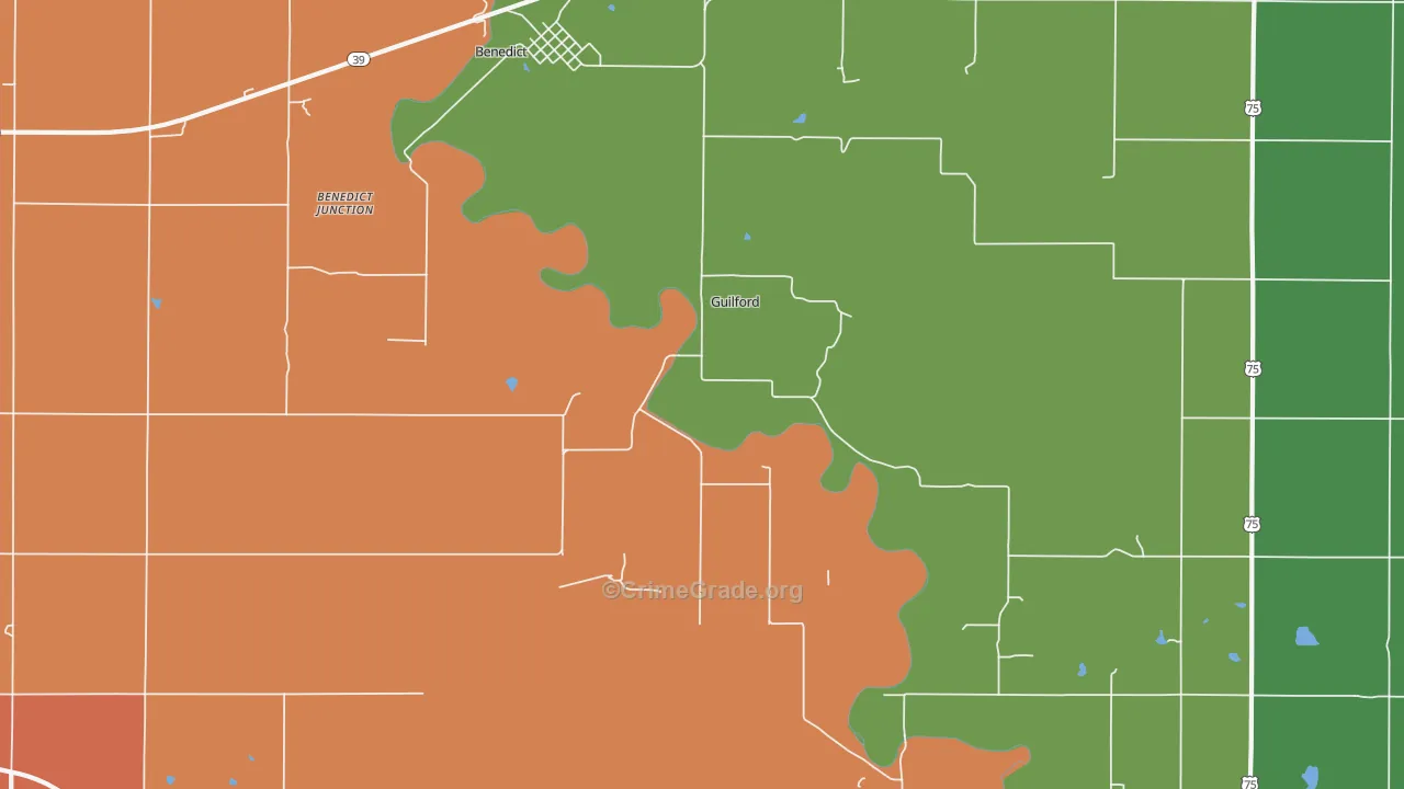 Guilford, KS Map of Theft Rates