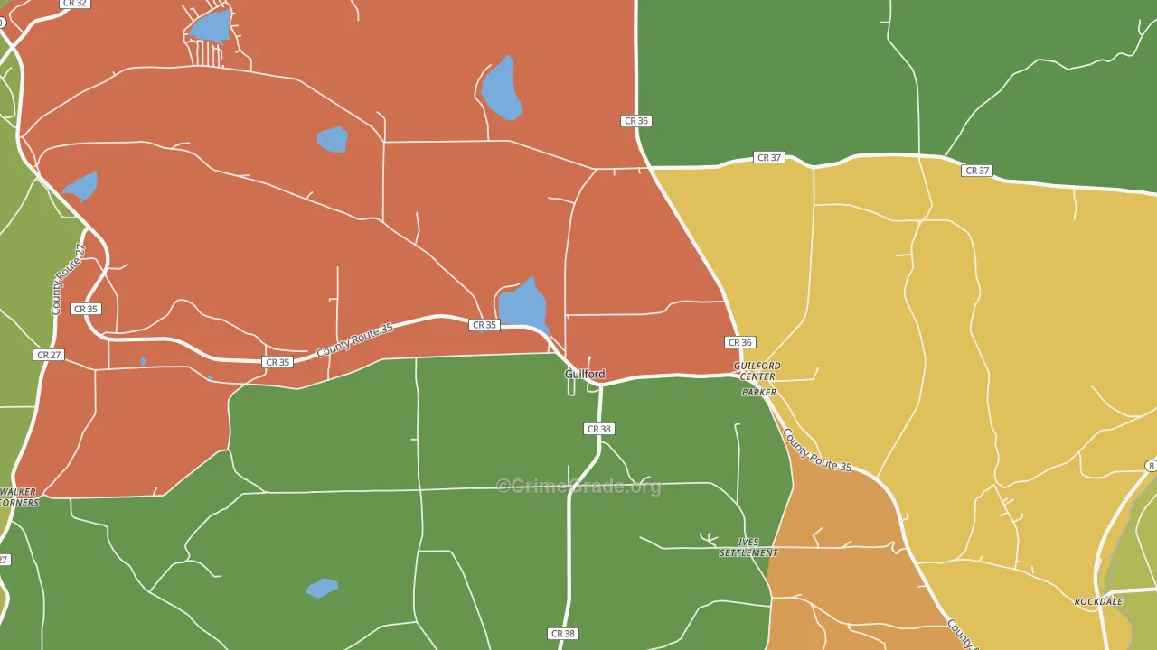 Guilford, NY Map of Theft Rates