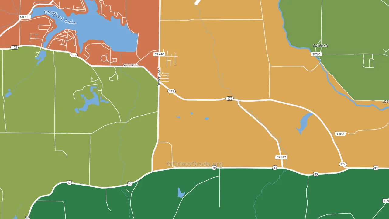 Guilford, OH Map of Theft Rates