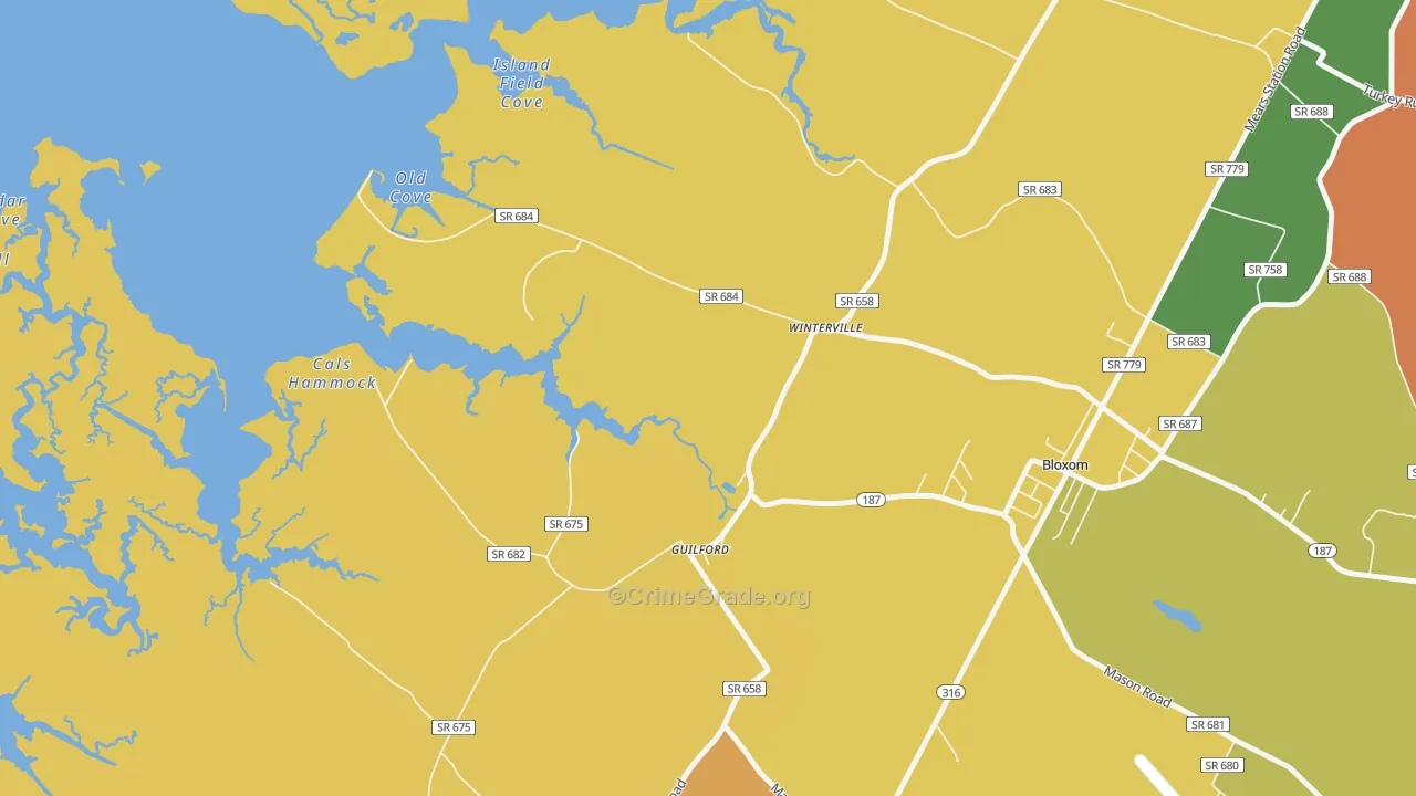 Guilford, VA Map of Theft Rates