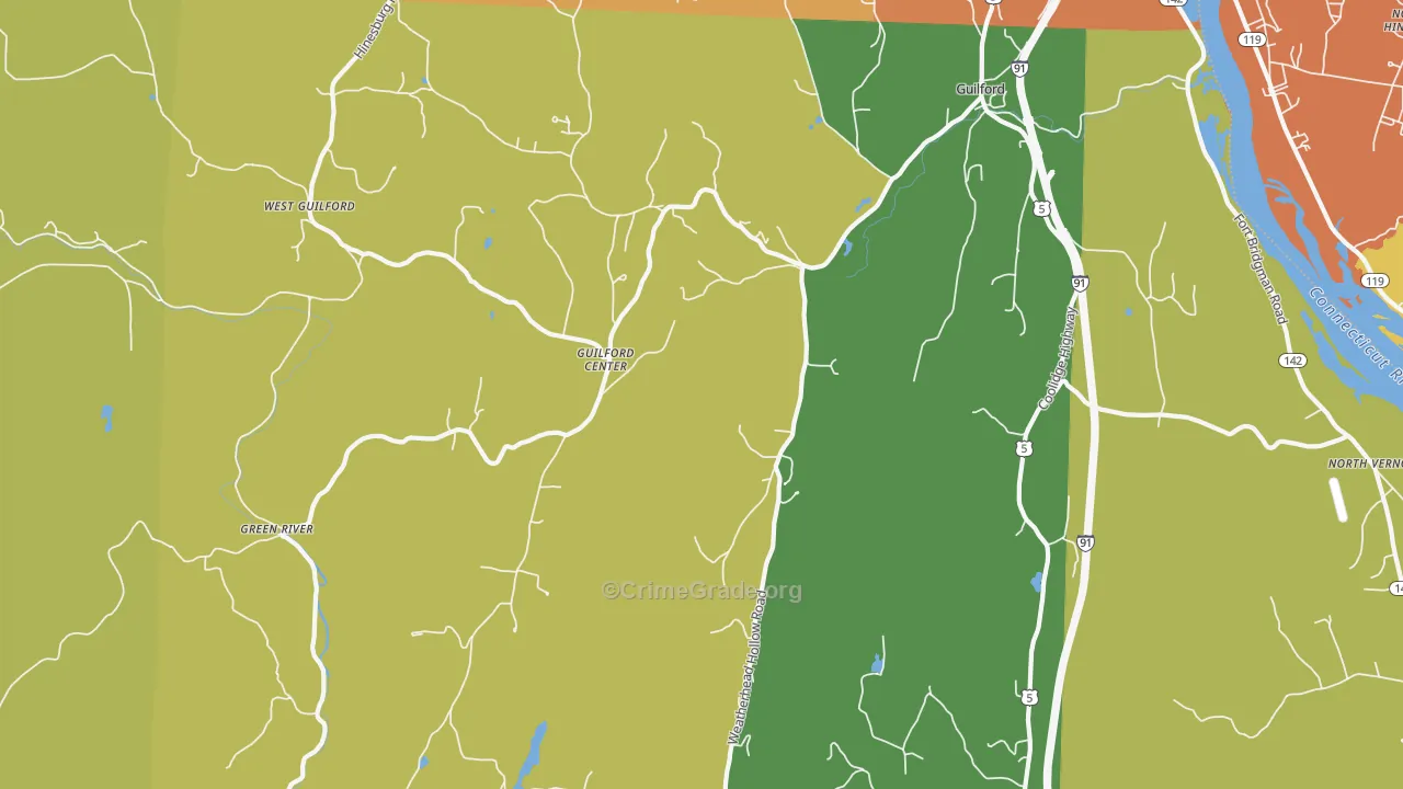 Guilford, VT Map of Theft Rates