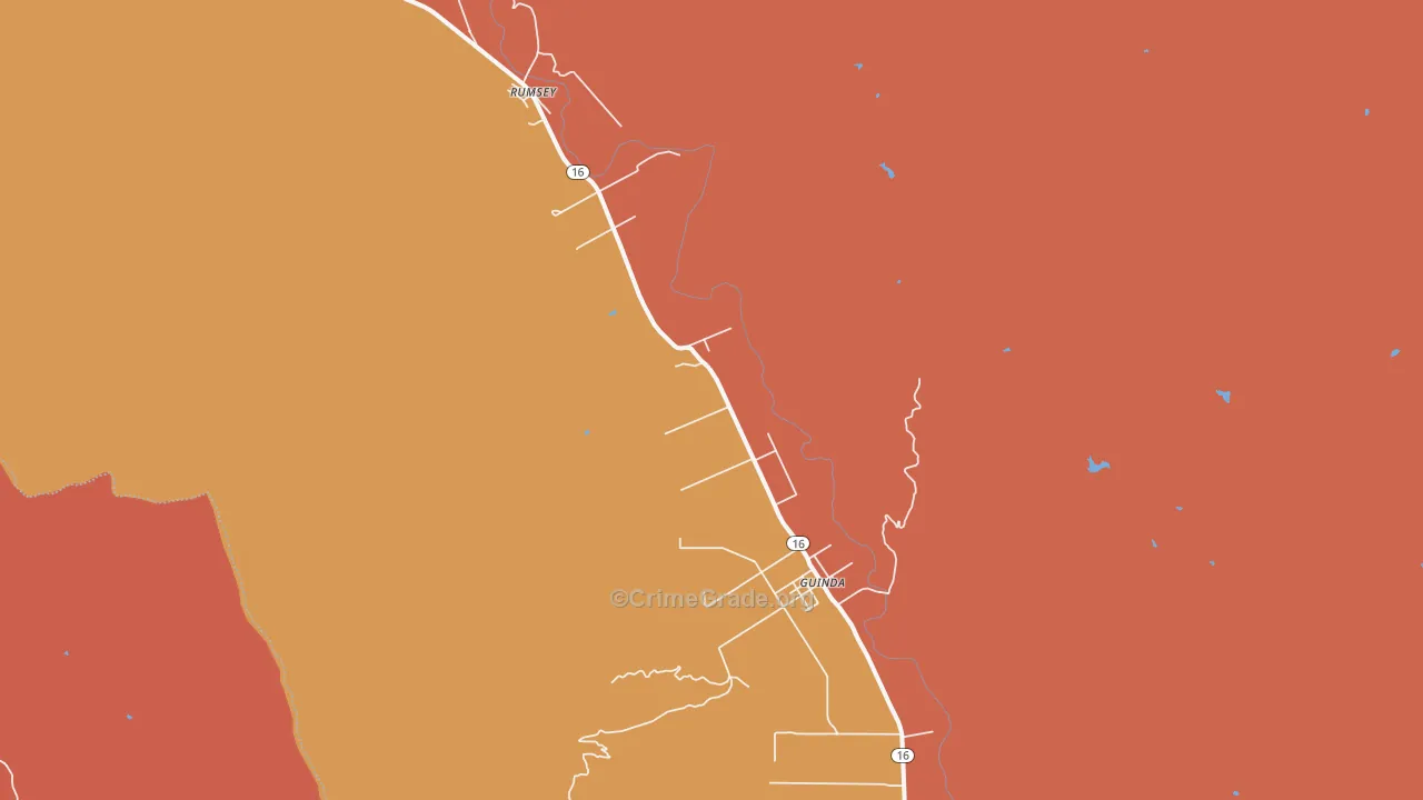 Guinda, CA Map of Theft Rates