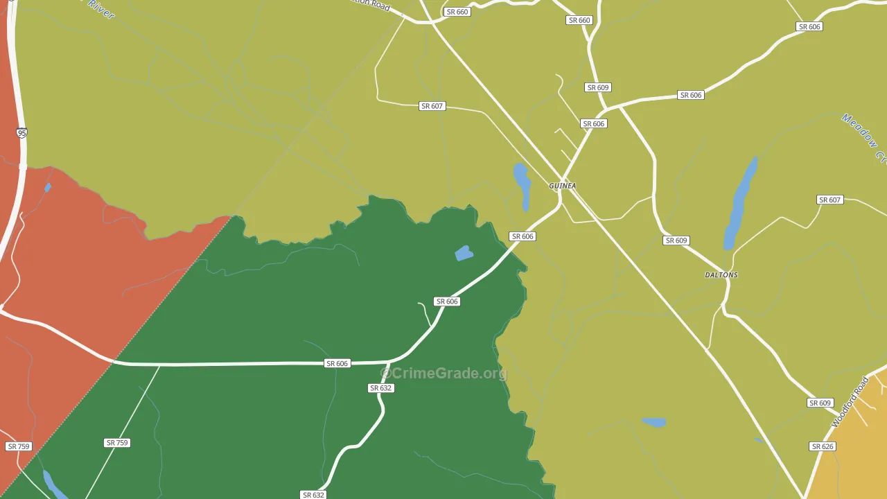 Guinea, VA Map of Theft Rates