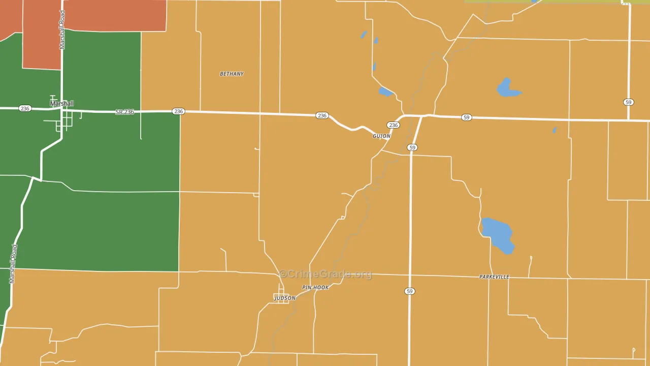 Guion, IN Map of Theft Rates