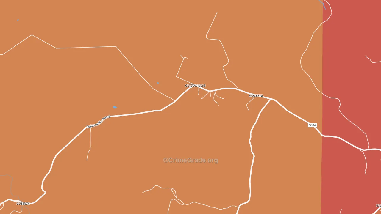 Guitonville, PA Map of Theft Rates