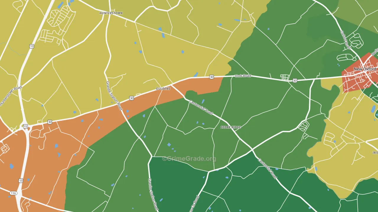 Guldens, PA Map of Theft Rates