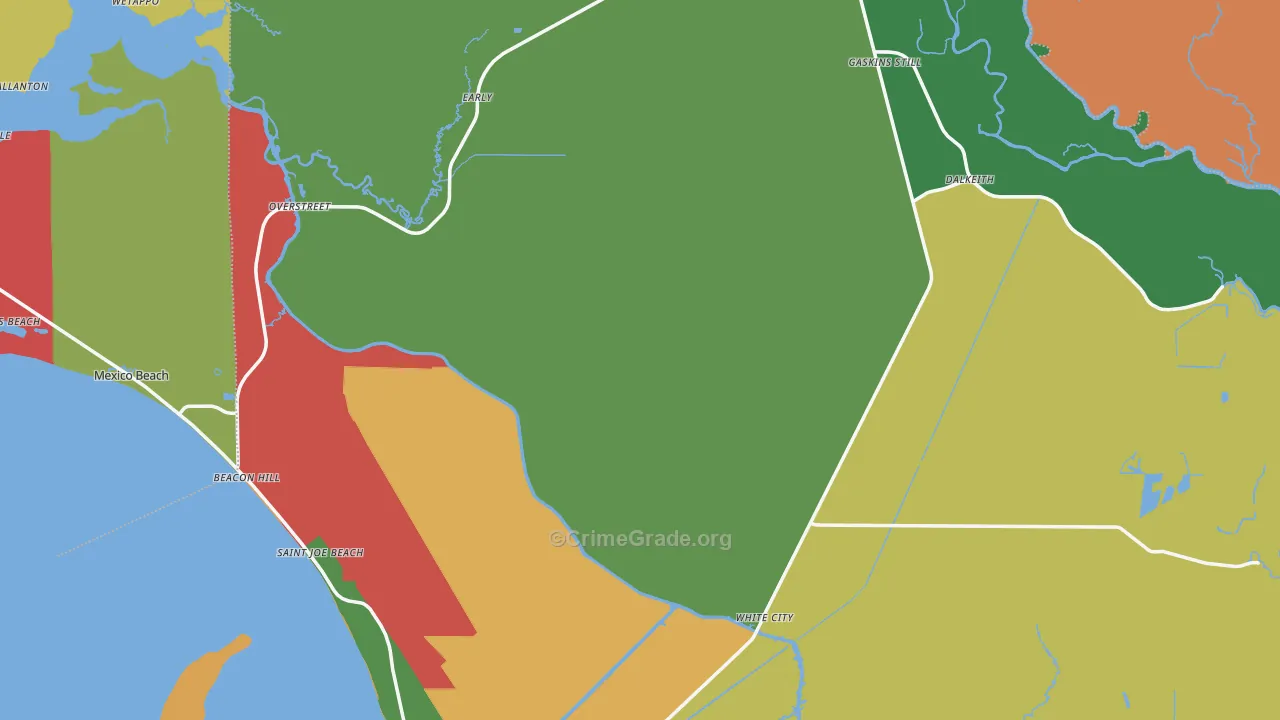 Gulf County, FL Map of Theft Rates