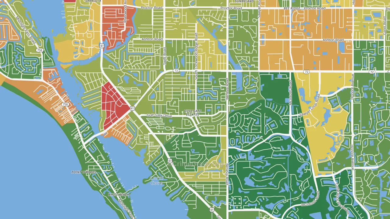 Gulf Gate Estates, FL Map of Theft Rates