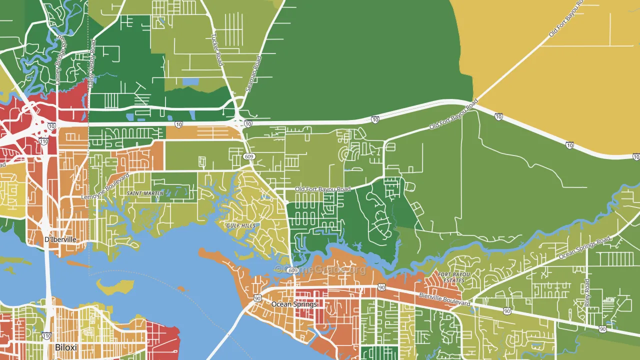 Gulf Hills, MS Map of Theft Rates
