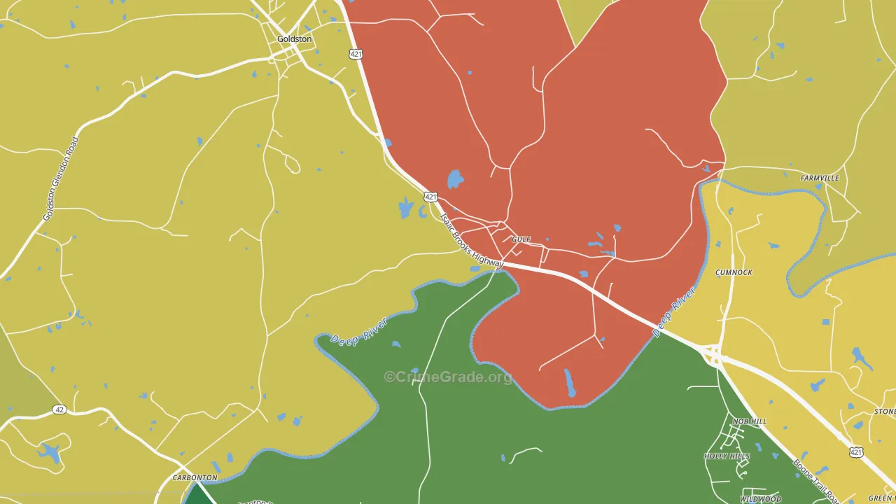 Gulf, NC Map of Theft Rates