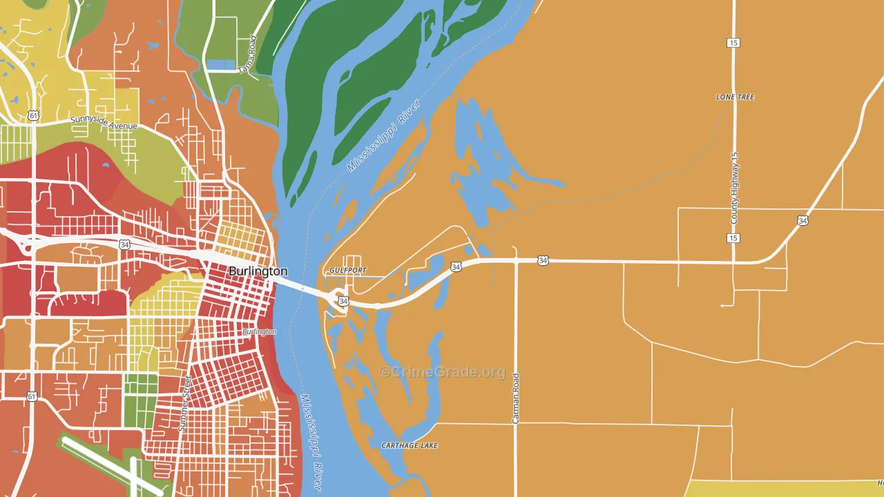 Gulf Port, IL Map of Theft Rates