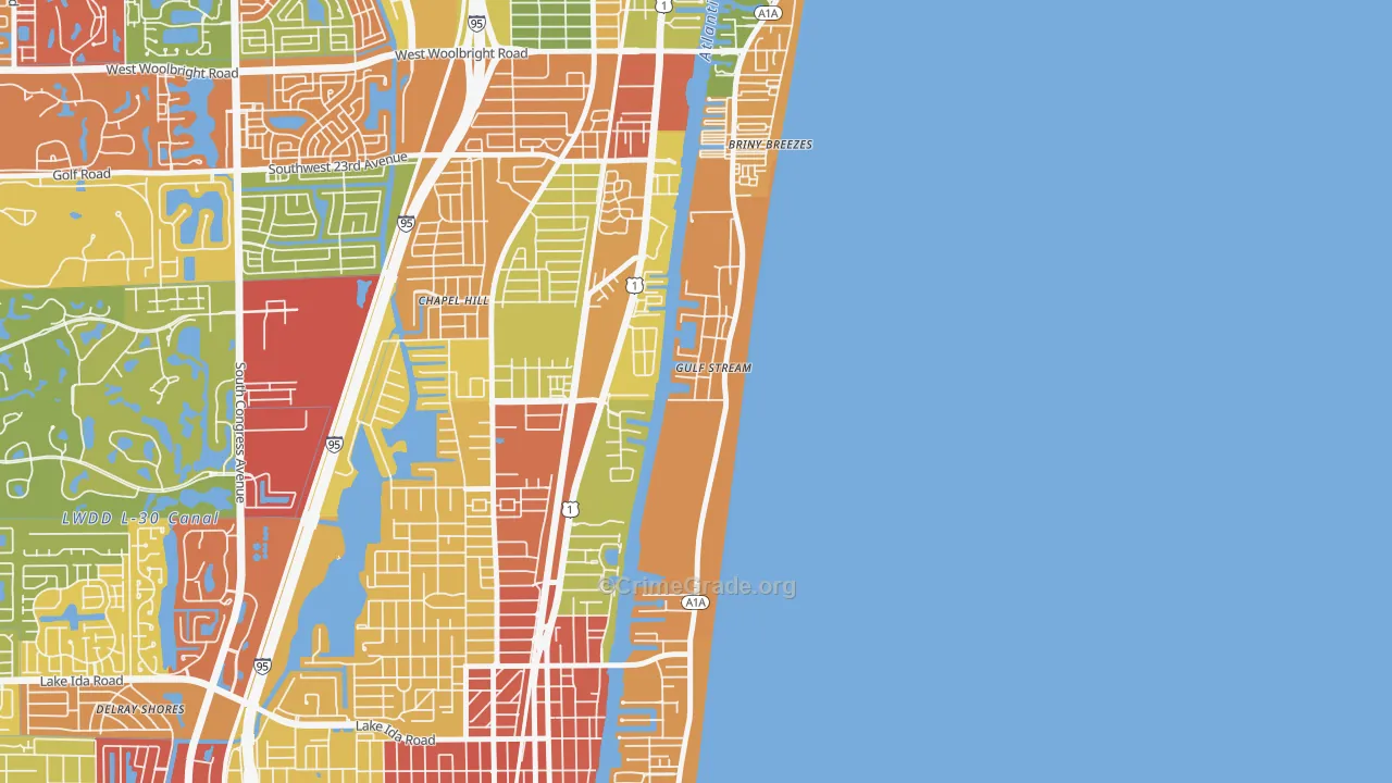 Gulf Stream, FL Map of Theft Rates