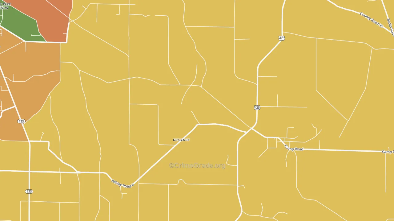 Gulledge, AR Map of Theft Rates