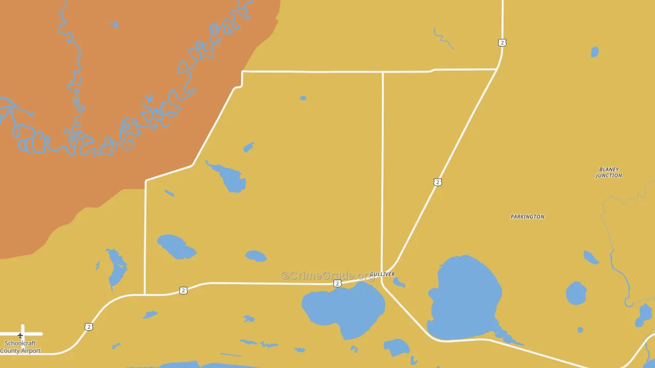 Gulliver, MI Map of Theft Rates