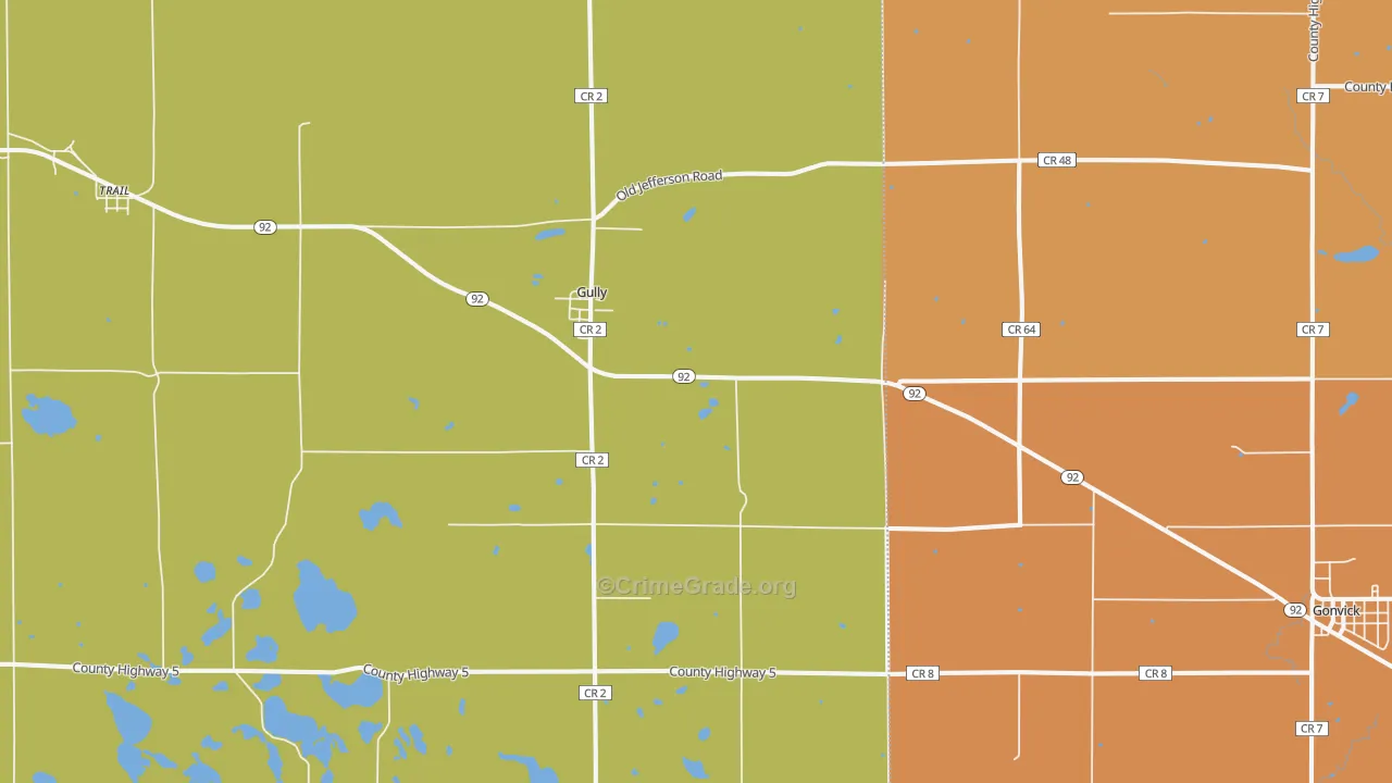 Gully, MN Map of Theft Rates