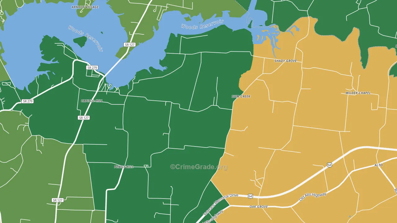 Gum Creek, TN Map of Theft Rates