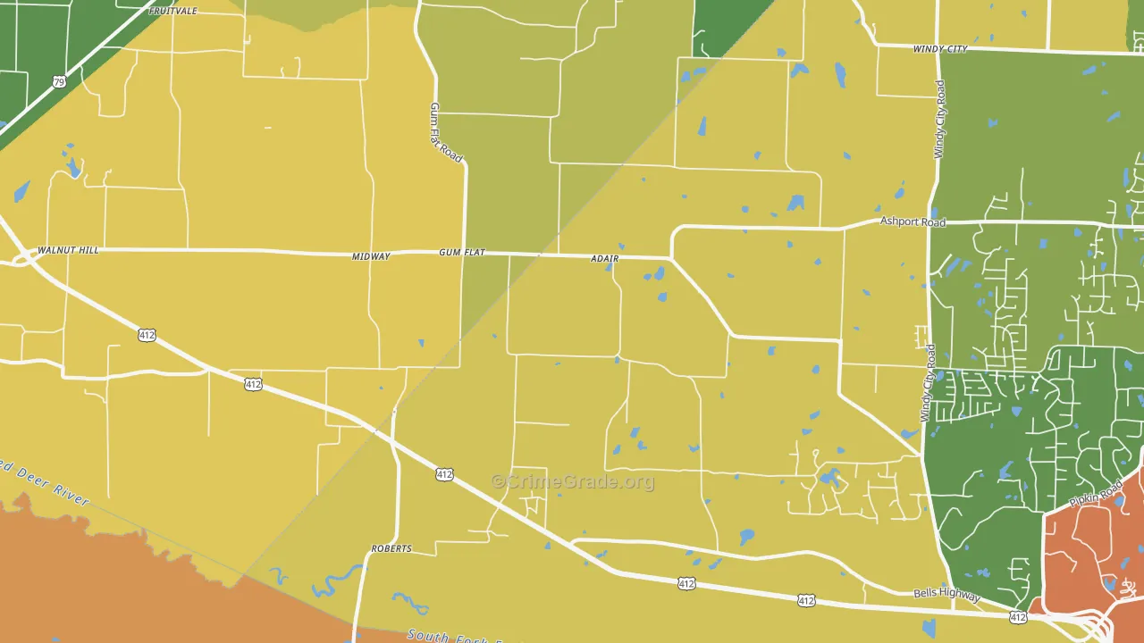 Gum Flat, TN Map of Theft Rates