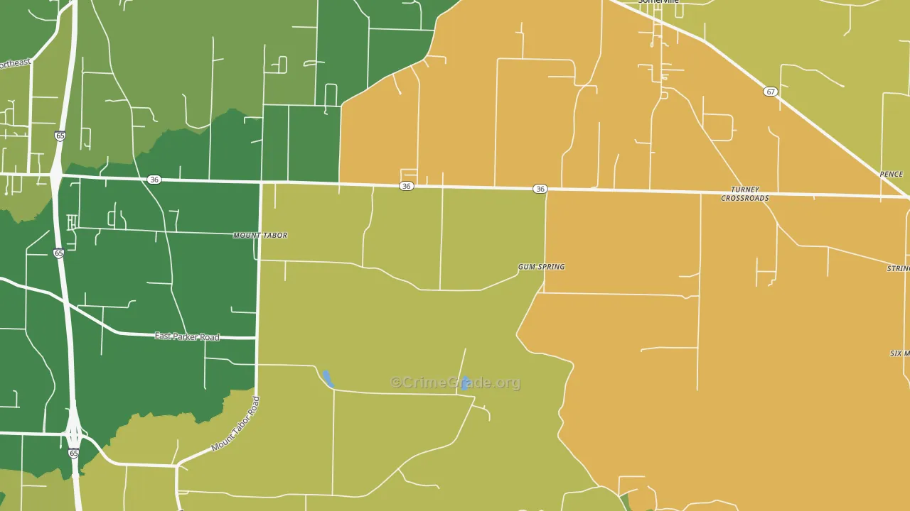 Gum Spring, AL Map of Theft Rates
