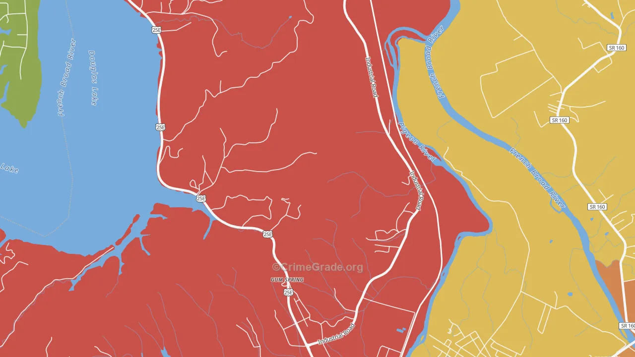 Gum Spring, TN Map of Theft Rates