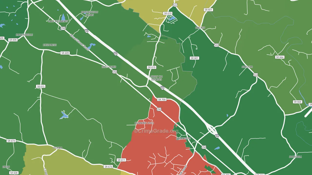 Gum Spring, VA Map of Theft Rates