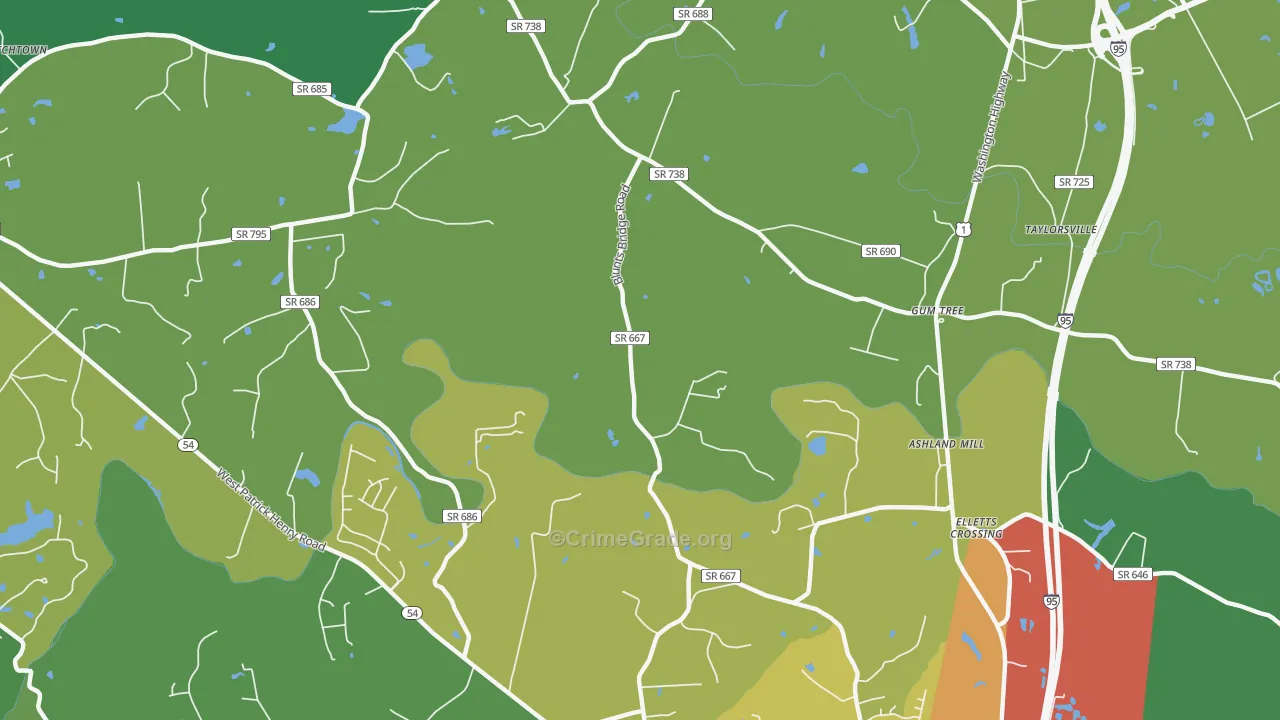Gum Tree, VA Map of Theft Rates