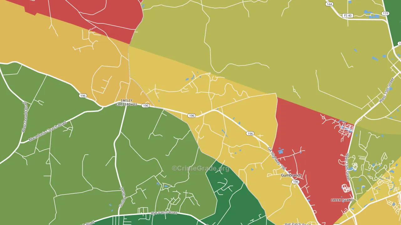 Gumbranch, GA Map of Theft Rates