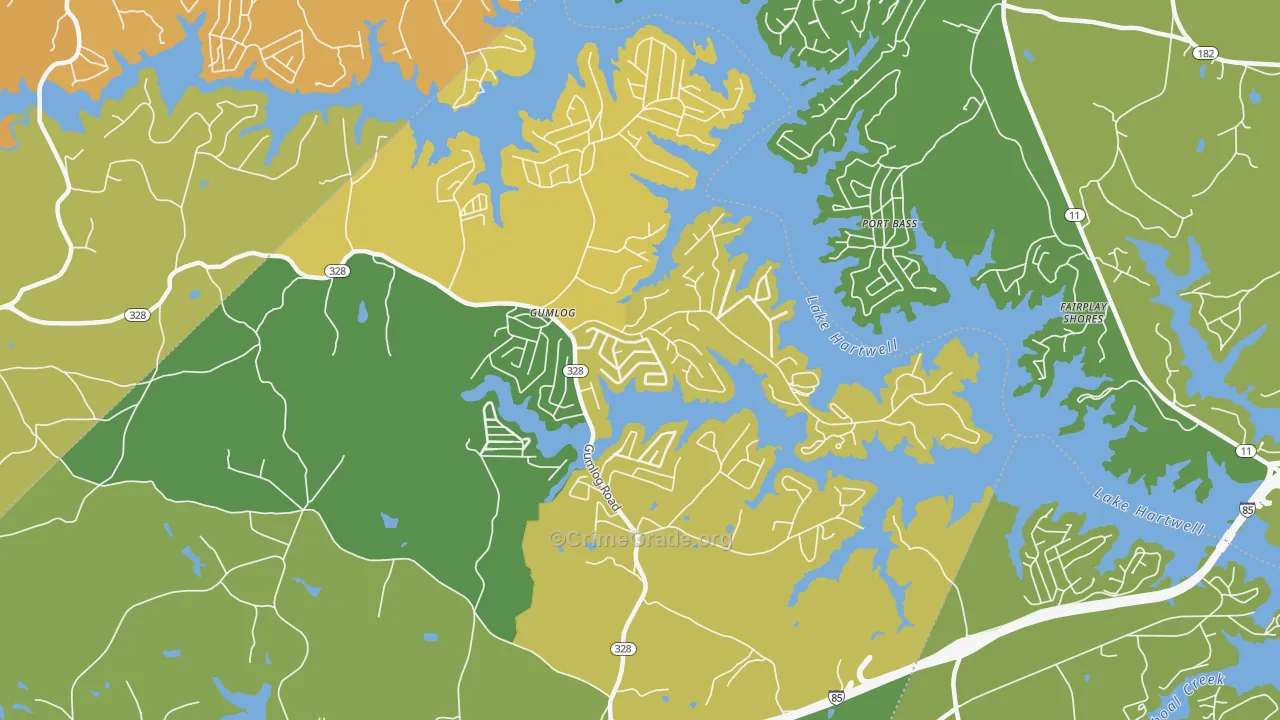 Gumlog, GA Map of Theft Rates