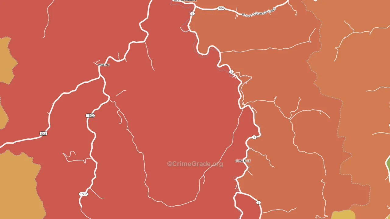 Gunlock, KY Map of Theft Rates