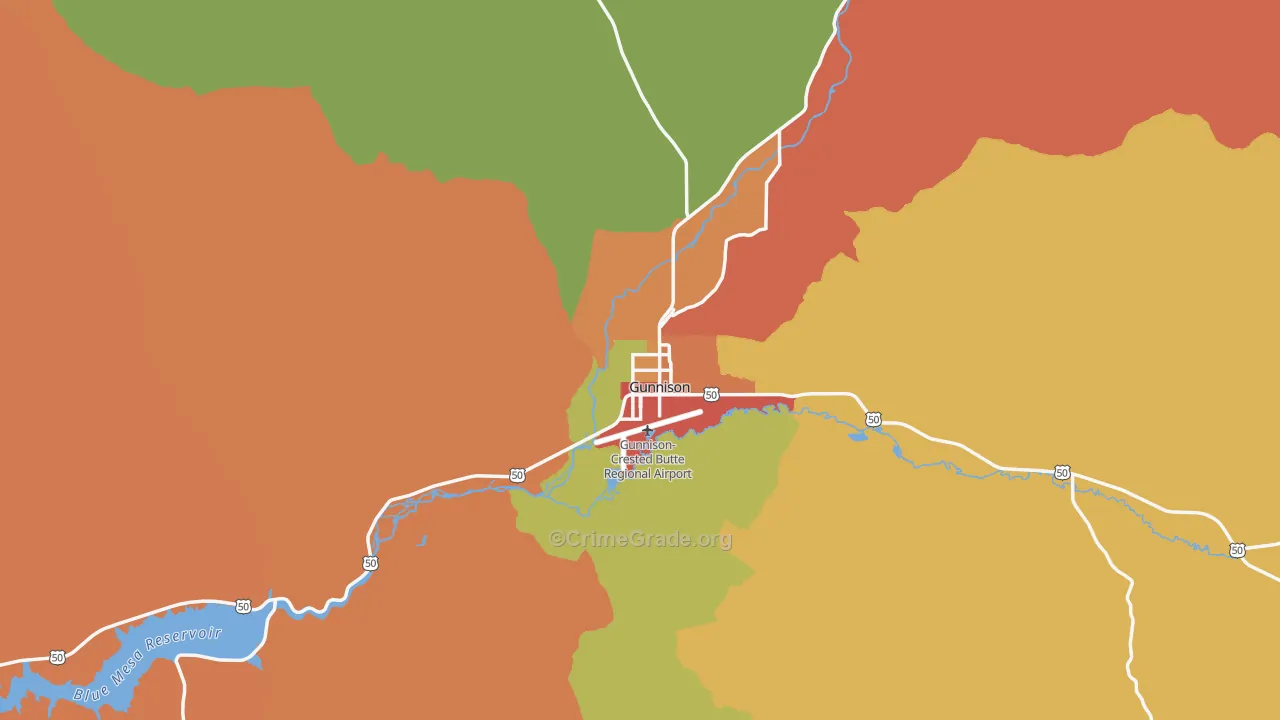 Gunnison, CO Map of Theft Rates