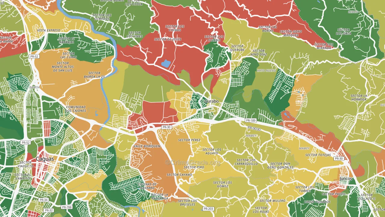 Gurabo Municipio, PR Map of Theft Rates
