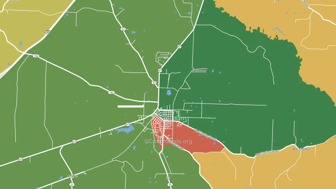 Gurdon, AR Map of Theft Rates