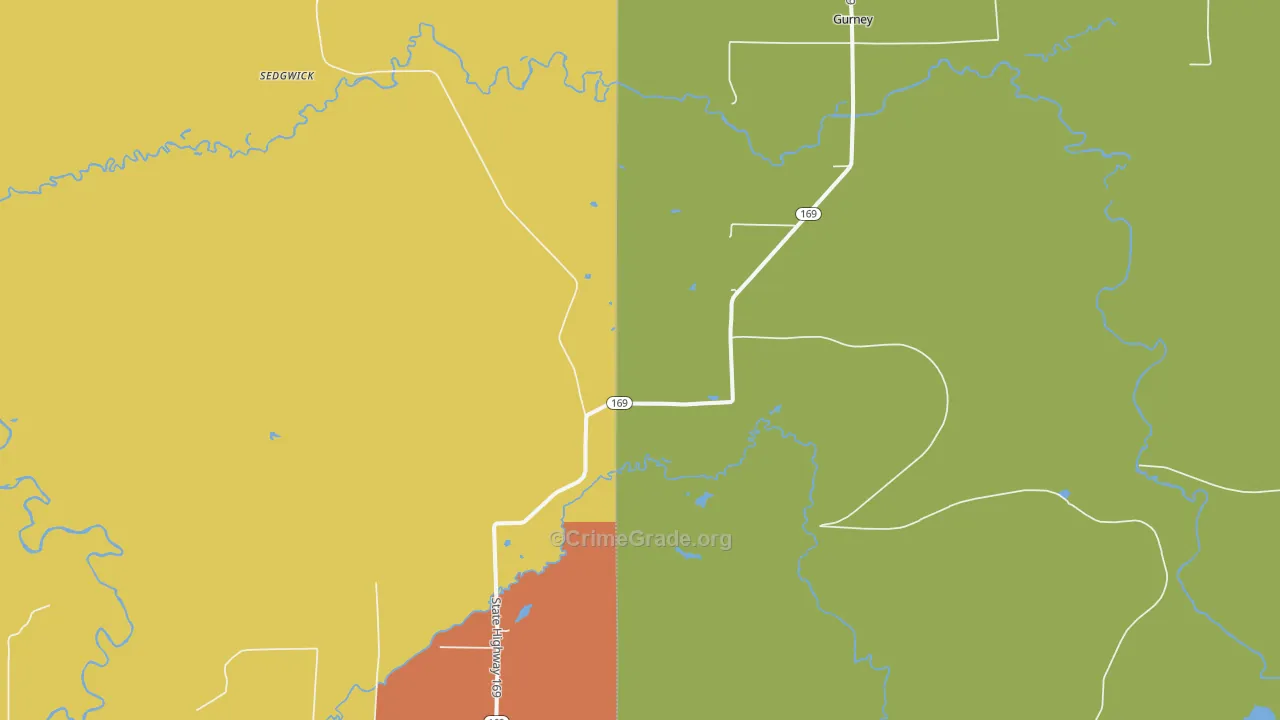 Gurney, WI Map of Theft Rates