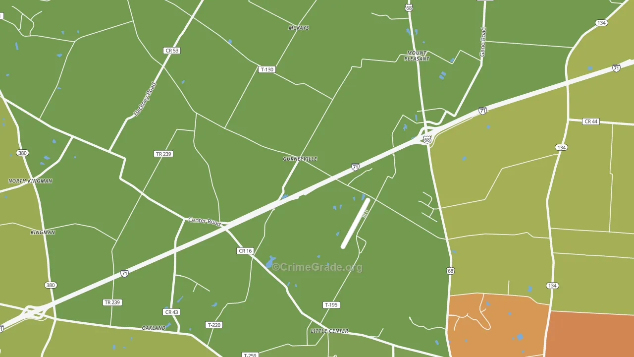 Gurneyville, OH Map of Theft Rates