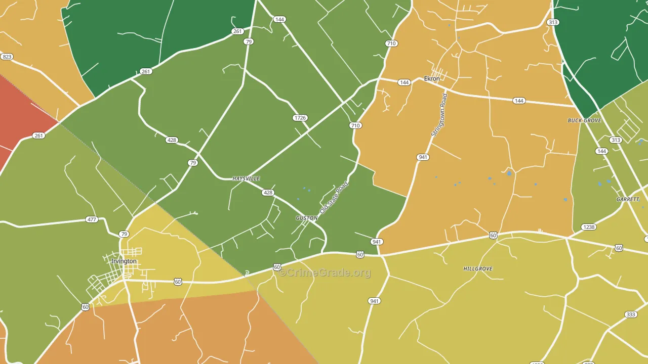 Guston, KY Map of Theft Rates