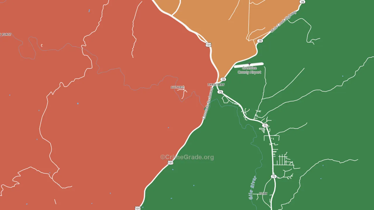 Guthrie, AZ Map of Theft Rates