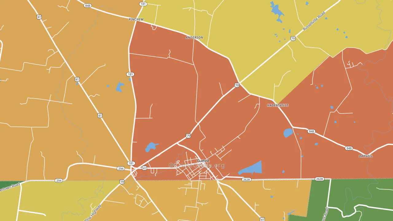 Guthrie, KY Map of Theft Rates