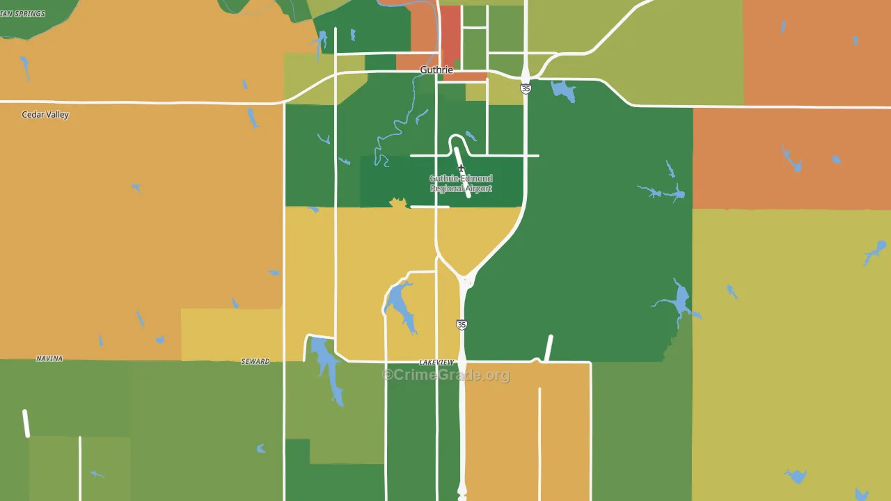 Guthrie, OK Map of Theft Rates