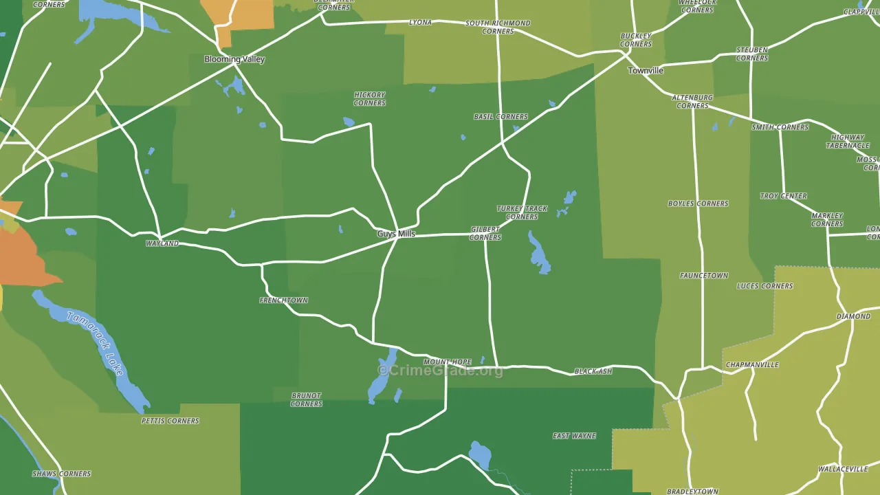 Guys Mills, PA Map of Theft Rates