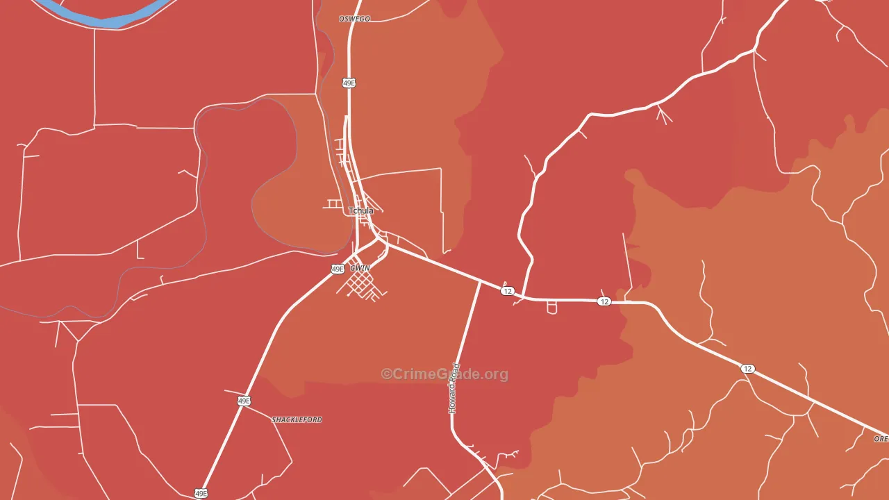 Gwin, MS Map of Theft Rates