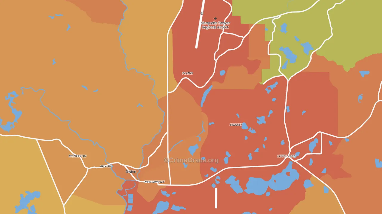Gwinn, MI Map of Theft Rates