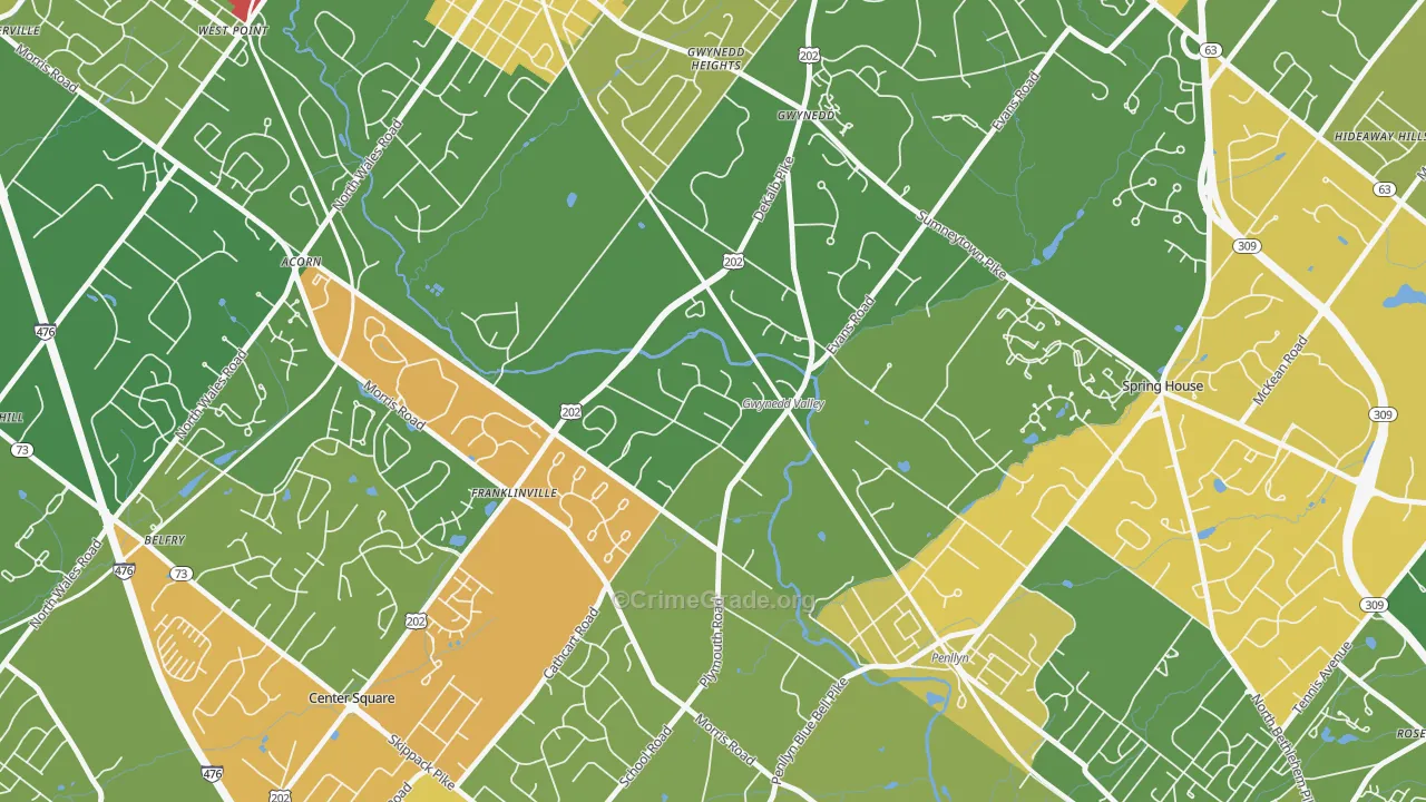 Gwynedd Valley, PA Map of Theft Rates