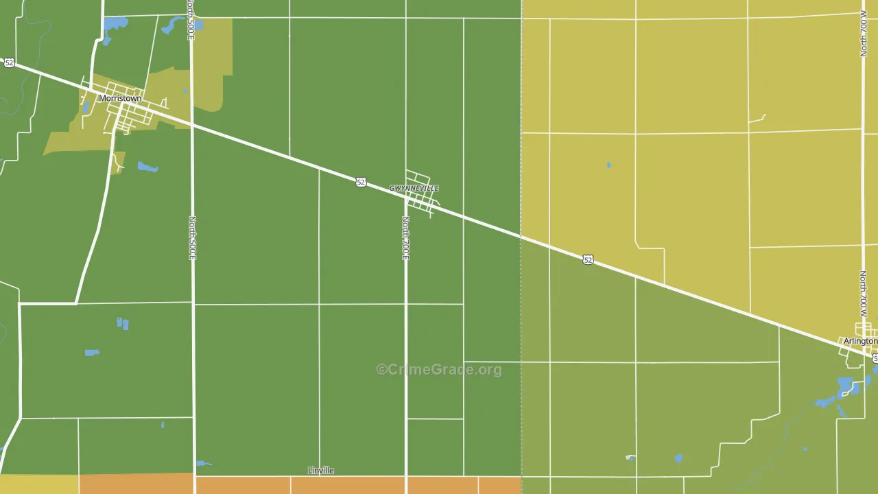 Gwynneville, IN Map of Theft Rates