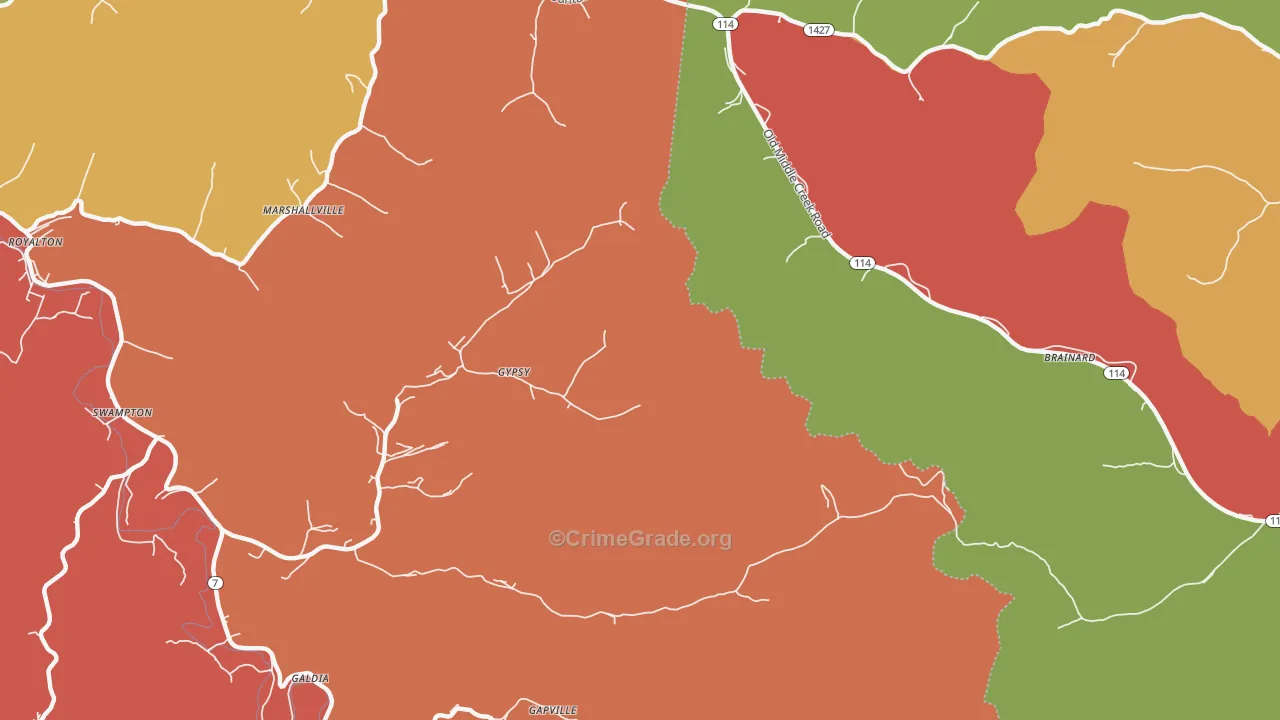 Gypsy, KY Map of Theft Rates