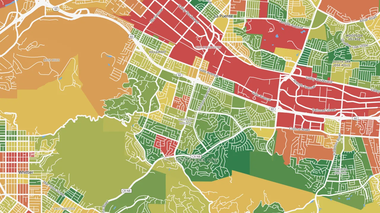 Hacienda Heights, CA Map of Theft Rates